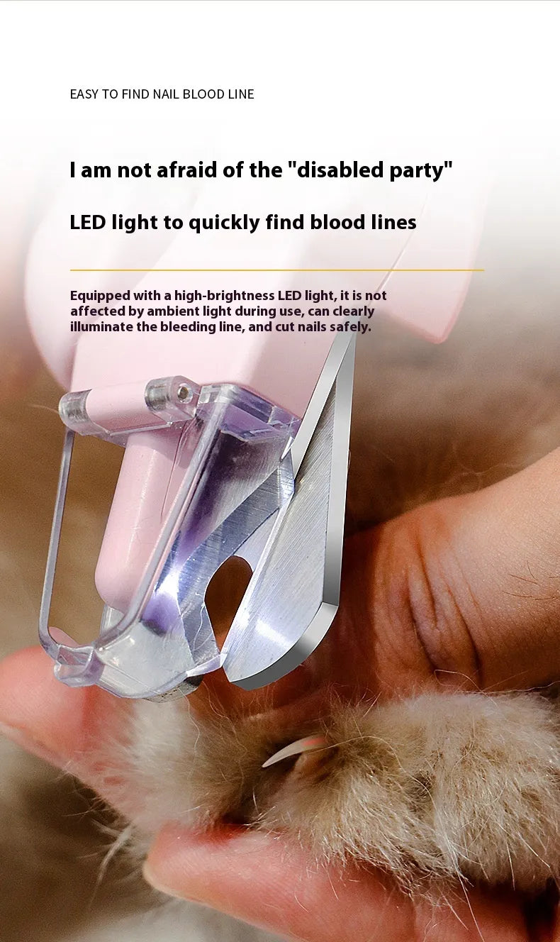 2 In 1 Pet Nail Clippers With Led Light Dog Cat Special Blood Line Scissors Multifunction Animals Paw Nail Trimmer Pet Supplies