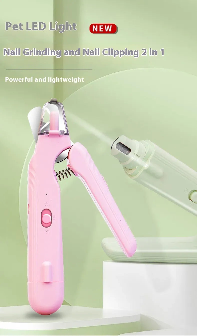 2 In 1 Pet Nail Clippers With Led Light Dog Cat Special Blood Line Scissors Multifunction Animals Paw Nail Trimmer Pet Supplies